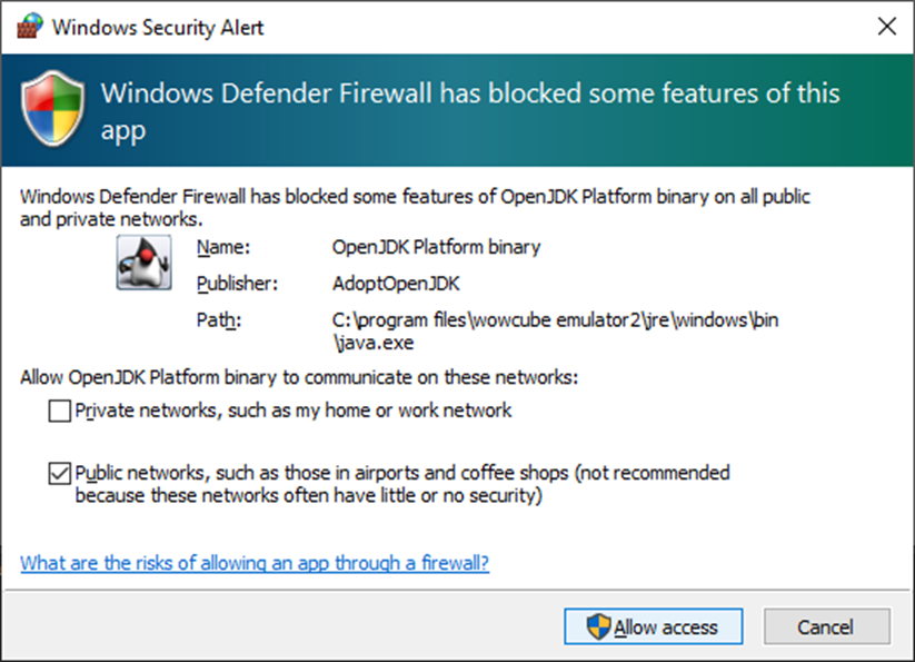Windows security alert first emulator launch.png